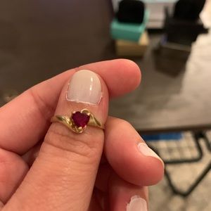 Ruby gold ring heart
